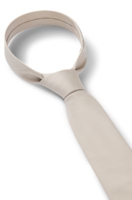 Corbata en jacquard de seda con microestampado, Beige claro