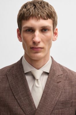 Corbata en jacquard de seda con microestampado, Beige claro