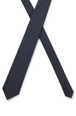 Micro-pattern jacquard tie with silk, Dark Blue
