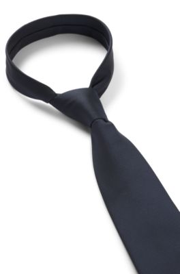 Micro-pattern jacquard tie with silk, Dark Blue