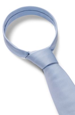 Cravate en jacquard de soie &agrave; micro&nbsp;motif, bleu clair