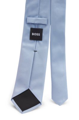 Cravate en jacquard de soie &agrave; micro&nbsp;motif, bleu clair