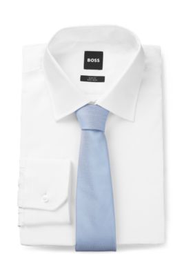 Cravate en jacquard de soie &agrave; micro&nbsp;motif, bleu clair