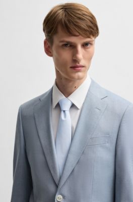 Cravate en jacquard de soie &agrave; micro&nbsp;motif, bleu clair