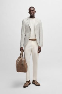 Cotton-silk T-shirt with stripe structure, White