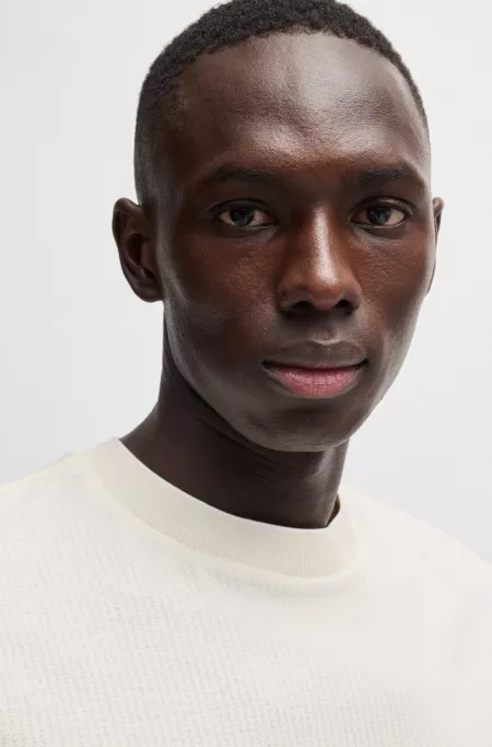 Cotton-silk T-shirt with stripe structure