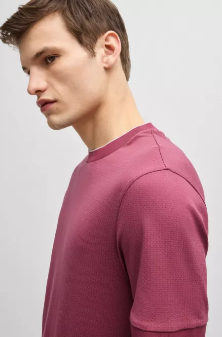 Cotton-silk T-shirt with stripe structure