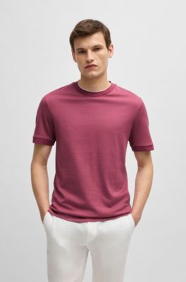 Cotton-silk T-shirt with stripe structure