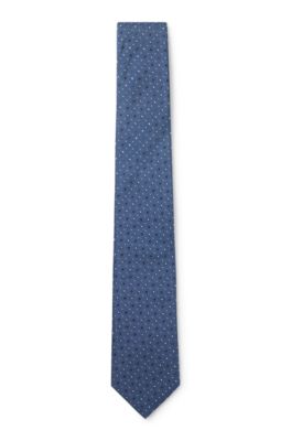 Silk-blend tie with jacquard pattern, Light Blue