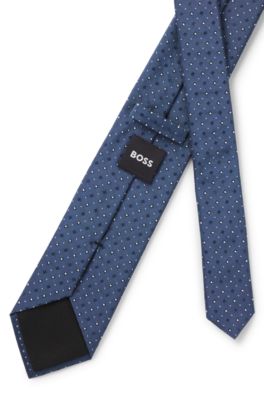 Silk-blend tie with jacquard pattern, Light Blue