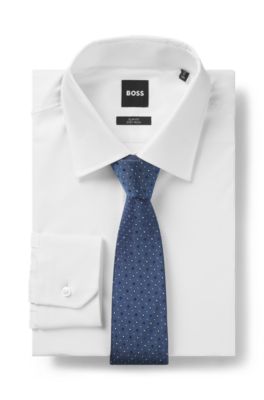 Silk-blend tie with jacquard pattern, Light Blue