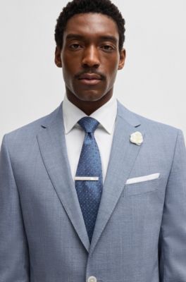 Silk-blend tie with jacquard pattern, Light Blue