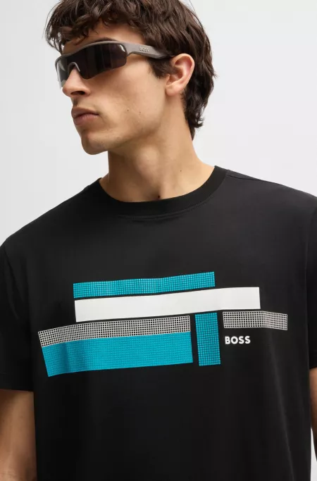 Relaxed-fit T-shirt in stretch fabric with logo artwork