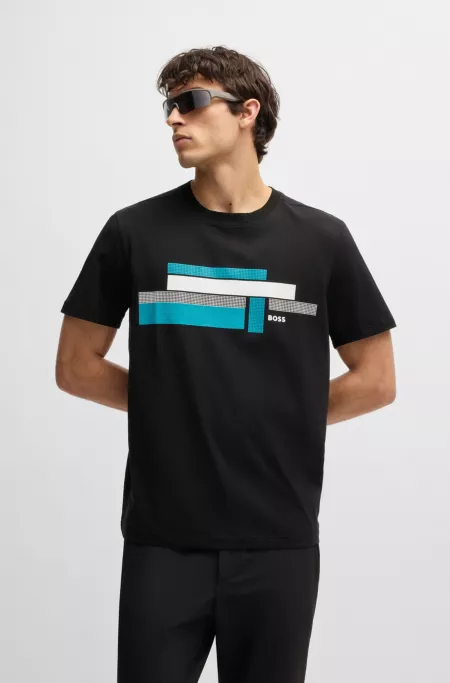 Relaxed-fit T-shirt in stretch fabric with logo artwork