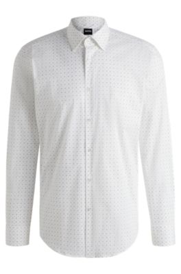 BOSS - Regular-fit shirt in geometric-printed stretch-cotton