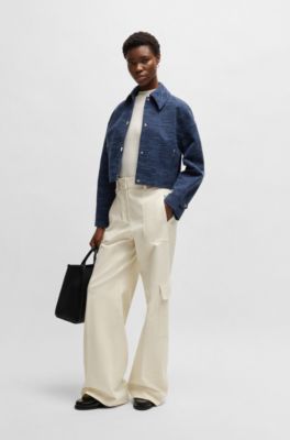 Blazer relaxed fit con estructura floral, Azul oscuro