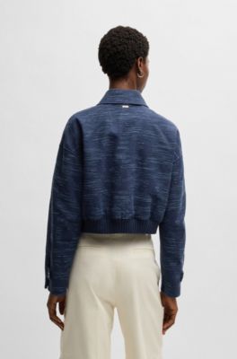 Blazer relaxed fit con estructura floral, Azul oscuro