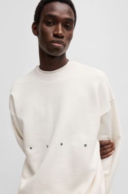 Cotton-terry sweatshirt with logo artwork, White