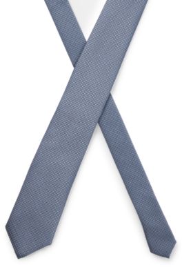 Silk-blend tie with jacquard pattern, Light Blue