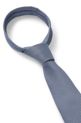 Silk-blend tie with jacquard pattern, Light Blue