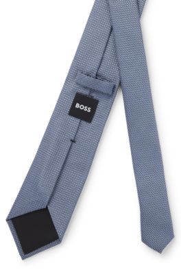 Silk-blend tie with jacquard pattern, Light Blue