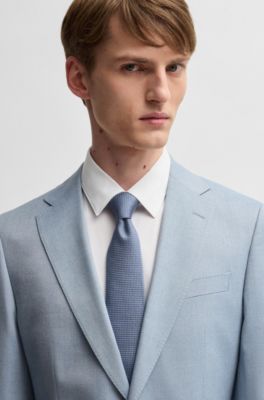 Silk-blend tie with jacquard pattern, Light Blue