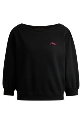 Sweat en molleton de coton avec logo, Noir