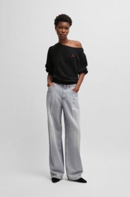 Sweat en molleton de coton avec logo, Noir