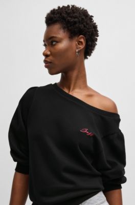 Sweat en molleton de coton avec logo, Noir