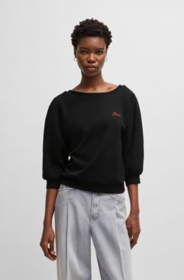 Sweat en molleton de coton avec logo, Noir