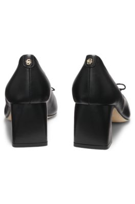 Heeled pumps in nappa leather with Double B monogram, Black