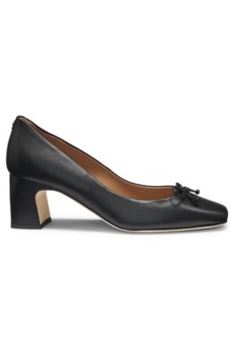 Heeled pumps in nappa leather with Double B monogram, Black