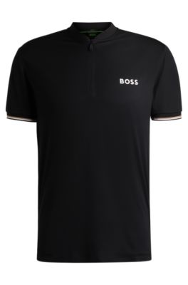 Active slim-fit polo shirt, Black