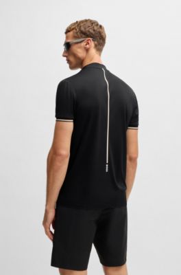 Active slim-fit polo shirt, Black