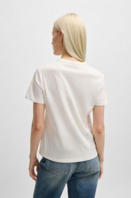 Cotton-jersey T-shirt with retro logo, White