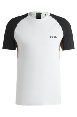 Camiseta deportiva con bloques de color en tejido que absorbe la humedad, Blanco