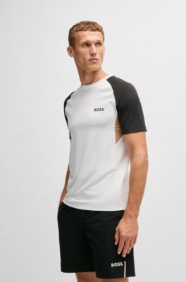 Active color-blocked T-shirt in moisture-wicking fabric, White