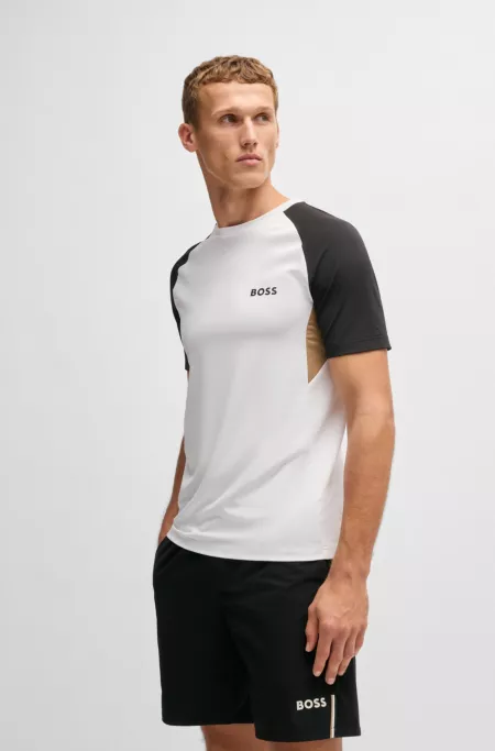 Active color-blocked T-shirt in moisture-wicking fabric