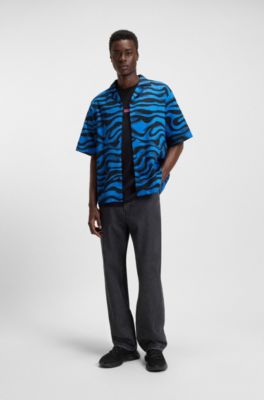 Camisa relaxed fit en popel&iacute;n de algod&oacute;n estampado, Fantas&iacute;a