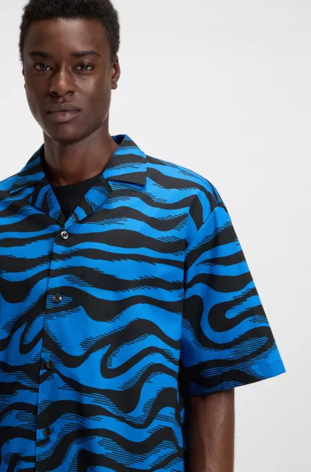 Relaxed-fit shirt in printed cotton poplin