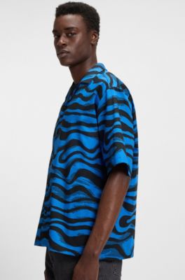 Camisa relaxed fit en popel&iacute;n de algod&oacute;n estampado, Fantas&iacute;a