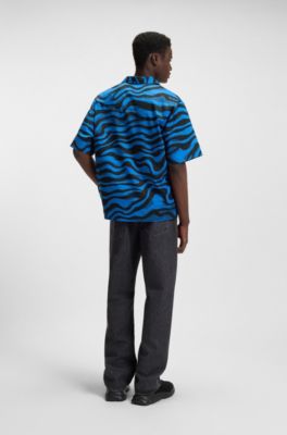 Camisa relaxed fit en popel&iacute;n de algod&oacute;n estampado, Fantas&iacute;a