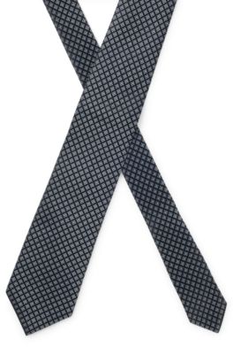 Jacquard-pattern tie in Italian-made silk, Light Blue