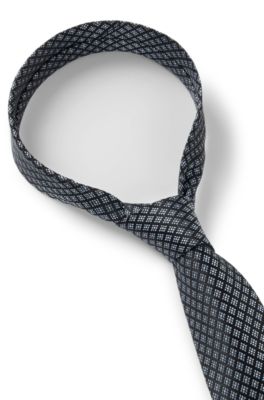 Jacquard-pattern tie in Italian-made silk, Light Blue