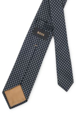 Jacquard-pattern tie in Italian-made silk, Light Blue