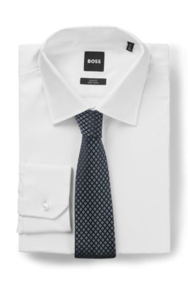 Jacquard-pattern tie in Italian-made silk, Light Blue