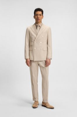 Italian-made suede loafers with penny trim, Beige