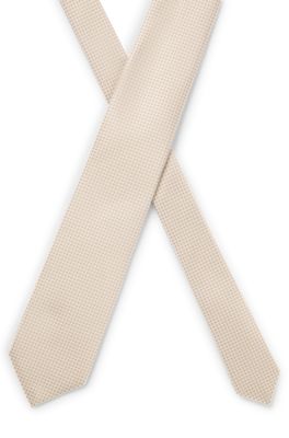 Corbata de seda elaborada en Italia con motivo jacquard, Marr&oacute;n claro