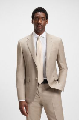 Corbata de seda elaborada en Italia con motivo jacquard, Marr&oacute;n claro