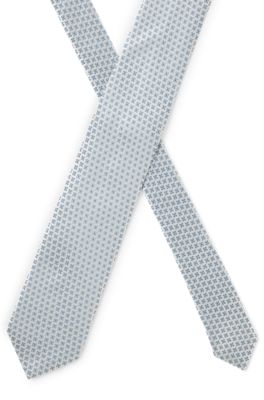 Cravate en jacquard de soie &agrave; motif confectionn&eacute;e en Italie, bleu clair